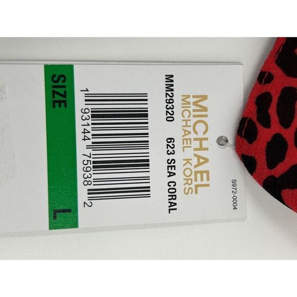 NWT Michael Kors MM29320 Sea Coral Sheer Leopard Button-Front Dress - Picture 7 of 8